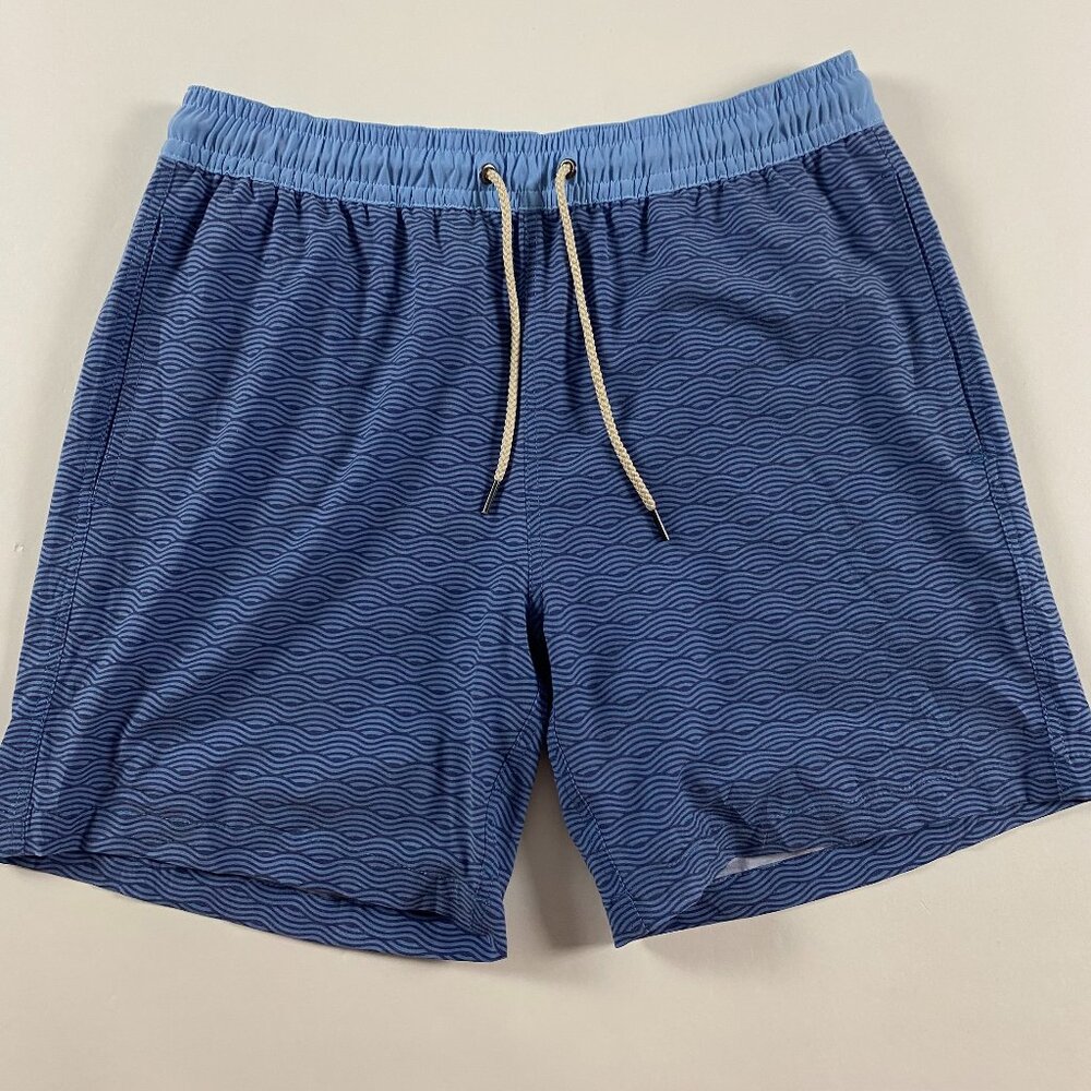 Fair Harbor Bayberry Blue Wave Swim Trunks Men's XL Lined Waves Shorts Suit